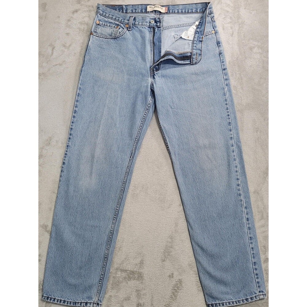 Levi's 550 Jeans Mens 36x34 Blue Light Wash Relaxed Tapered Zip Fly Denim Cotton